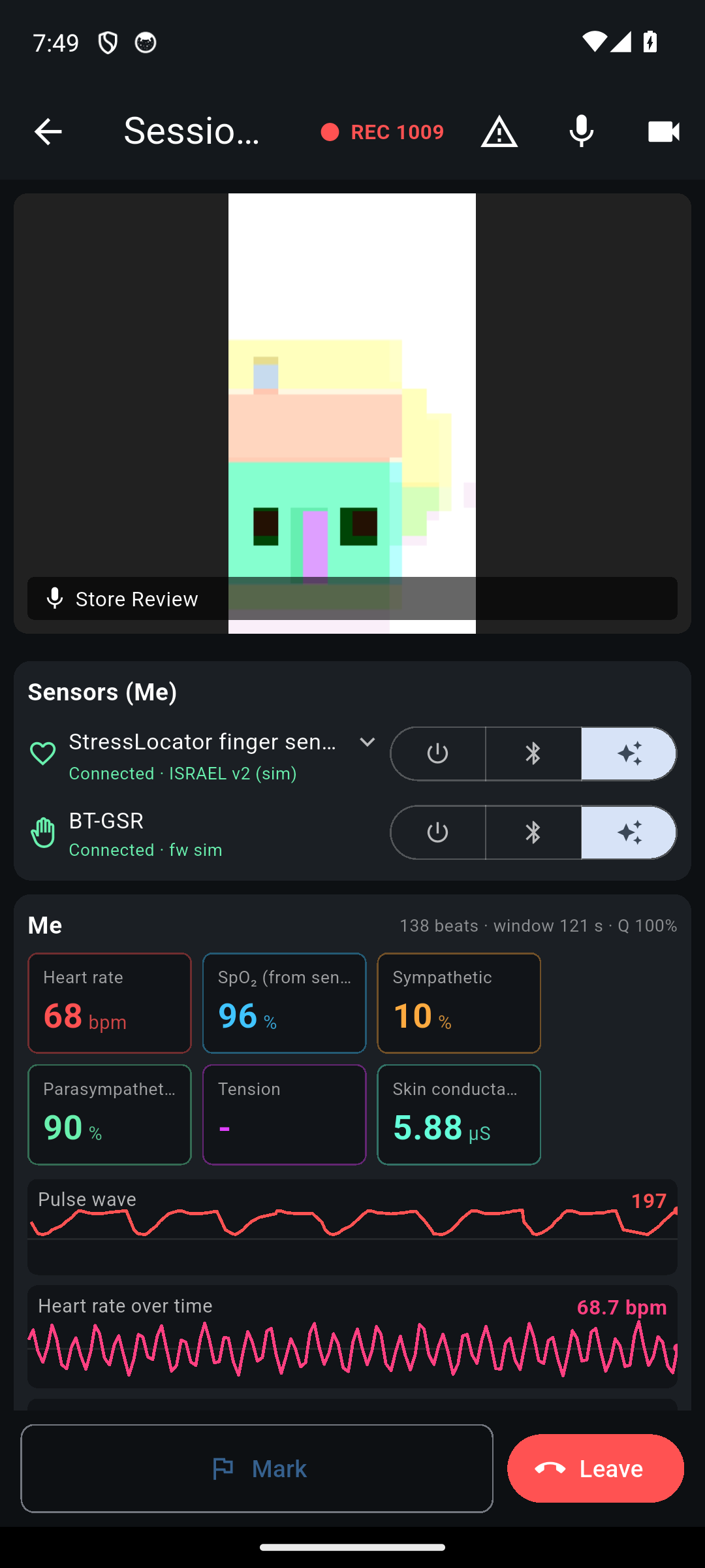 Room with video and live sensor values