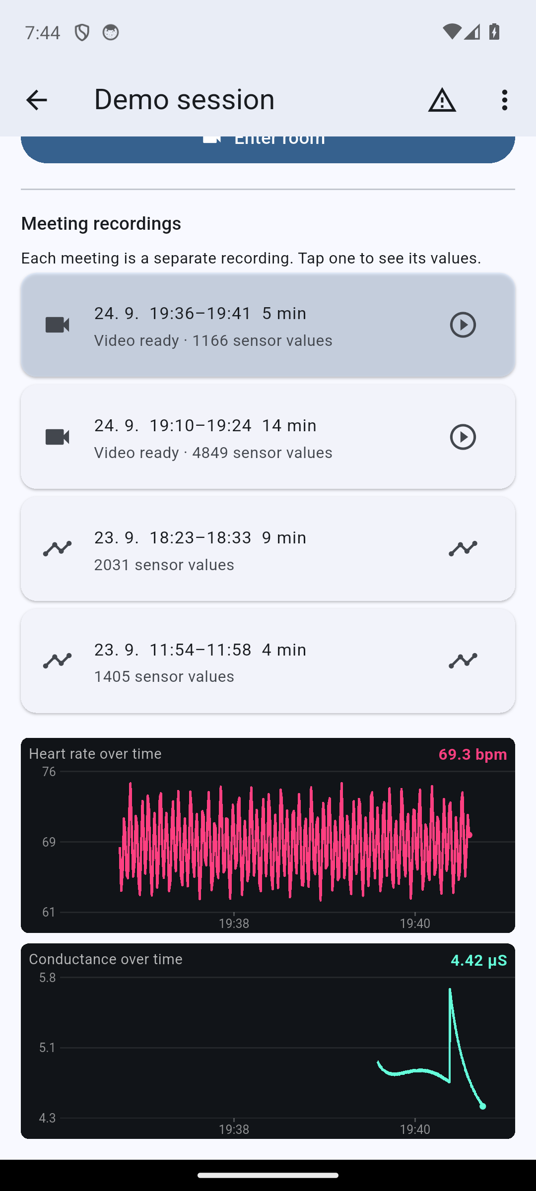 Meeting recordings and charts